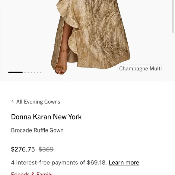 Donna Karan Metallic Gold Strapless Ruffle Maxi Dress - Picture 6 of 6